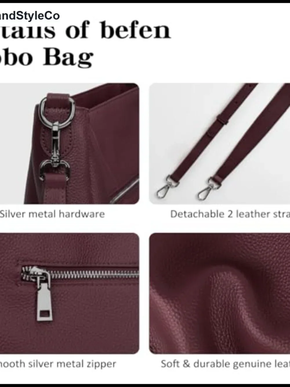 Genuine Leather Hobo Shoulder Bag Crossbody Purse for Women
